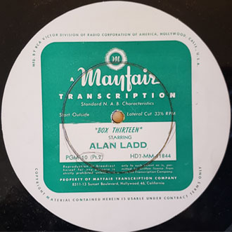 Alan Ladd Box 13 radio show transcription